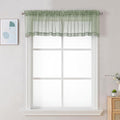 Sage Green Sheer Valance for Windows (Sage Green / 42"W x 12"L (Pack of 2))