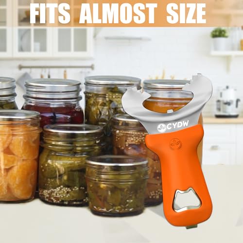 Mason Jar Opener Tool with Soft Touch Handle (Orange)