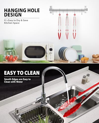 Kitchen Tongs for Cooking (Red / 12 inch)