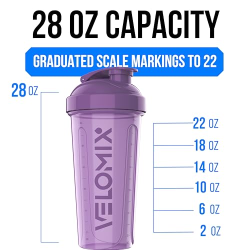 2 Pack 28oz Protein Shaker Bottle for Protein Mixes (A6) Purple / Black)