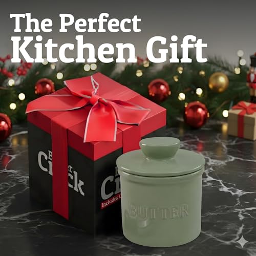 Large Butter Crock with Lid with Water Line (Sage / Large)