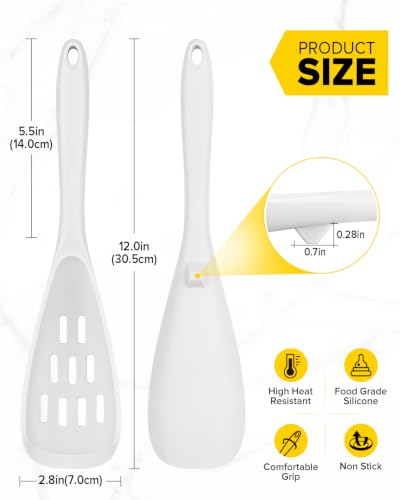 Silicone Cooking Spoons for Nonstick Cookware (White)