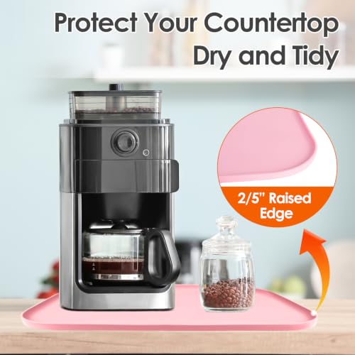 Silicone Coffee Maker Mat with Lip for Countertops (Pink / 24'' x 16'')