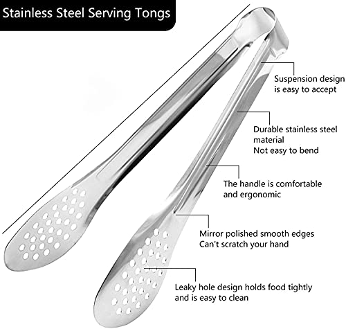 6 Pack Serving Tongs for Buffet Stainless Steel Serving Utensils 7 (7Inch,9Inch,12Inch)
