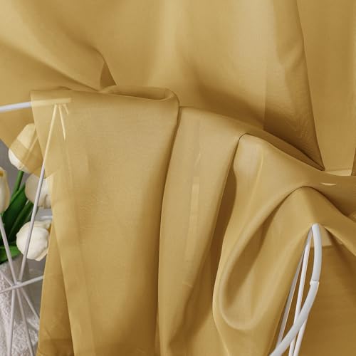 Gold Sheer Curtains 84 Inches Long 2 Panels (Gold / 59"W x 84"L (Pack of 2))