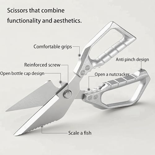 Heavy Duty Stainless Steel All Purpose Kitchen Scissors Silver (Silver)