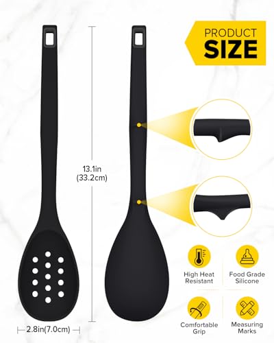 Pack of 2 Silicone Cooking Spoons (Black)