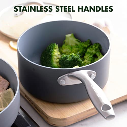 Lima Hard Anodized Healthy Ceramic Nonstick 1QT and 2QT Saucepan Pot Set (2 Quarts)