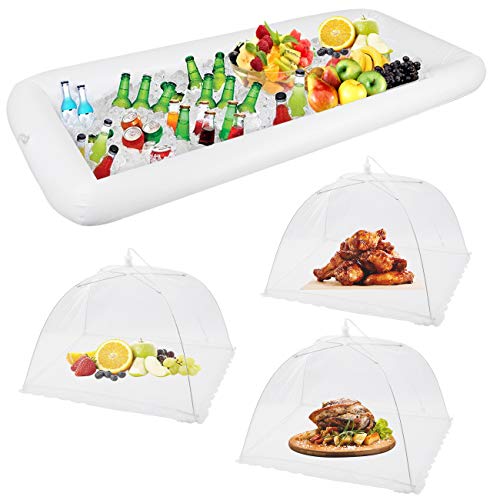 1PCS Inflatable Serving Bars and 3PCS Mesh Food Umbrella Covers Tent for Outdoor (4PACK)
