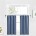 Cafe Blackout Curtains 30 inch Length (Stone Blue / 29"W x 30"L (Pack of 2))