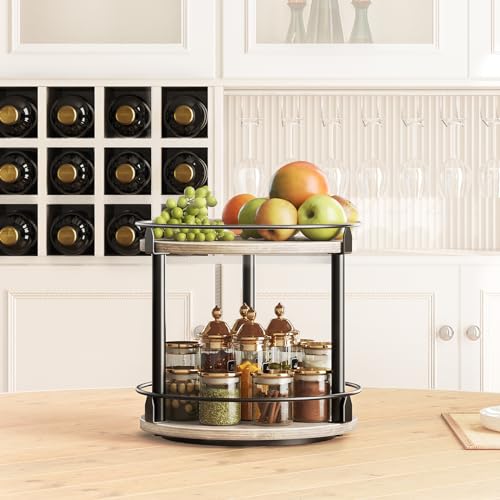 Lazy Susan Organizer (10.2"L x 10.2"W x 11"H / Greige + Black)