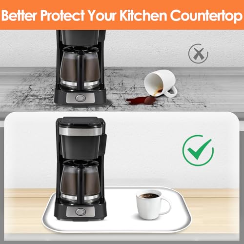 Silicone Coffee Maker Mat with Lip for Countertops (White / 17.4'' x 10.6'')