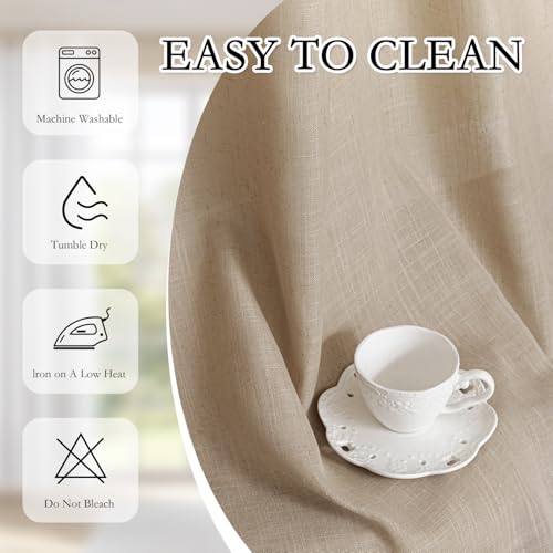 108 Inches Long Taupe Sheer Curtains for Living Room 2 Panel Sets Light Filtering Window Drapes for Sliding Door Back Tab Draperies Floor to Ceiling Curtains Soft (50"W x 108"L (Pack of 2) / Taupe-new)