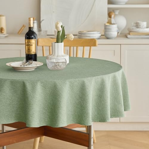 Faux Linen Round Tablecloths 60 inch (Sage Green / 60" (Round))