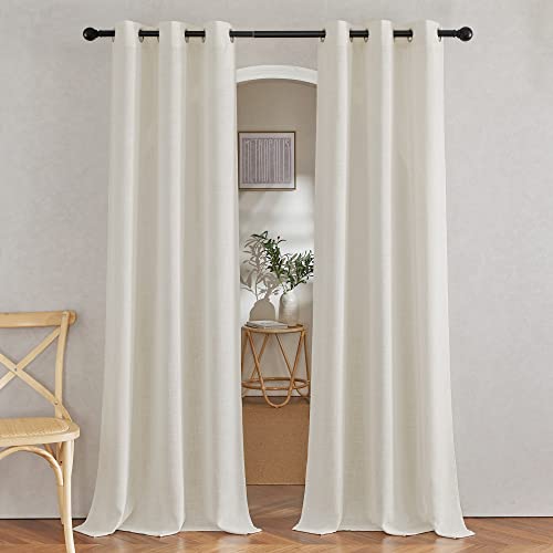 Linen Blend Living Room Curtains 84 inches Long (42"W x 84"L (Pack of 2) / Linen)