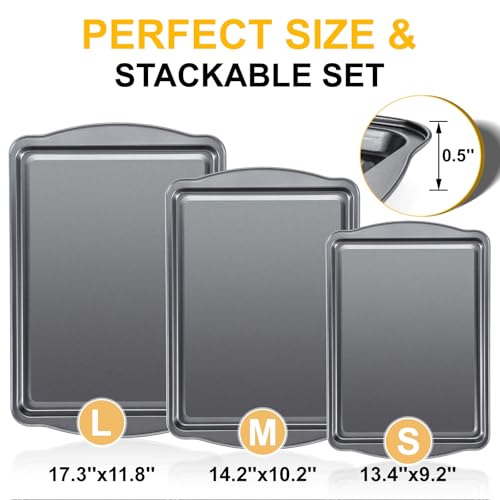 Baking Sheet Set of 3 (3 PCS Baking Pan Set)