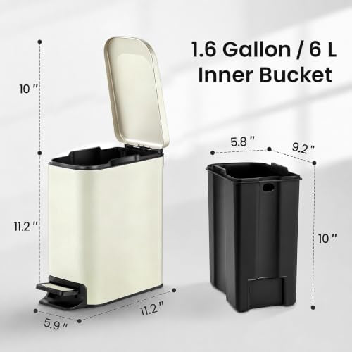 Small Bathroom Trash Can with Lid (Cream)