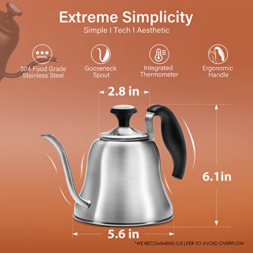 Tea Kettle with Thermometer (Brushed Silver（with Thermometer）)
