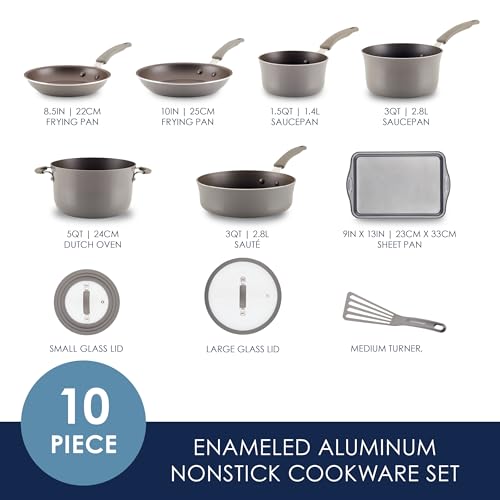 Cook + Create Aluminum Nonstick Cookware Set (Gray / Cookware Set (10 Piece))