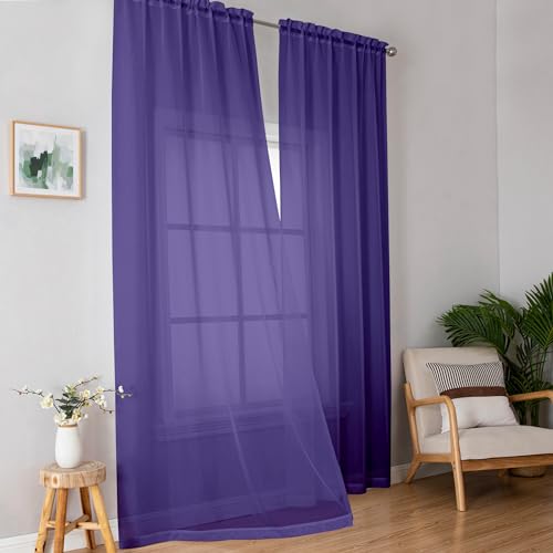 Purple Sheer Curtains (Purple / 42"W x 84"L (Pack of 2))
