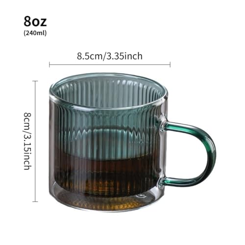 Double Wall Glass Coffee Mug with Handle (Yellow)