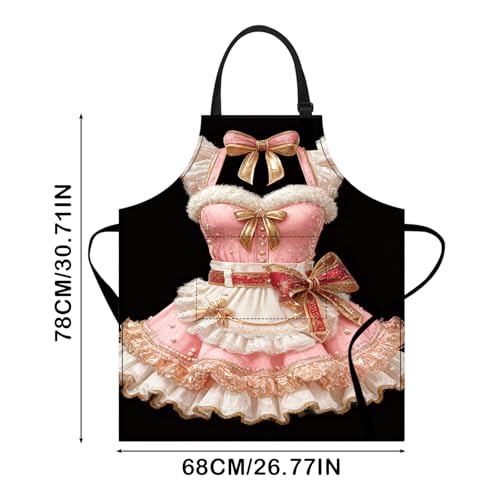 Pink Gorgeous Lace 26.7x30.7 Inch Polyester Elegant Apron (Hd13959)
