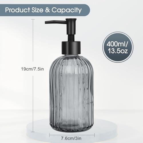 Glass Soap Dispenser with Plastic Pump (Plastic Pump / Stripe-grey)