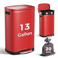 Kitchen Trash Can with Lid 13 Gal Stainless Steel Pedal Garbage Can (Scarlet Red / 13 gallons)