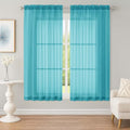 Sheer Curtains 63 inch Length 2 Panels Set (Turquoise / 42"W x 63"L (Pack of 2))