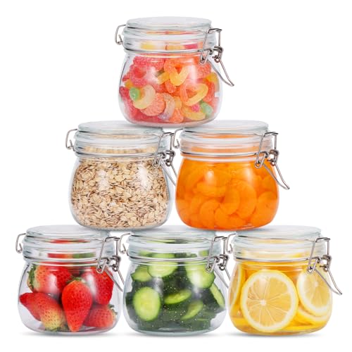 17 oz Glass Jars with Airtight Lids And Leak Proof Rubber Gasket (17oz*6-Round)