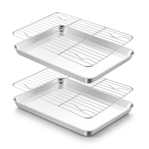 Stainless Steel Toaster Oven Pan with Rack Set (10.5'' x 8'' x 1'')