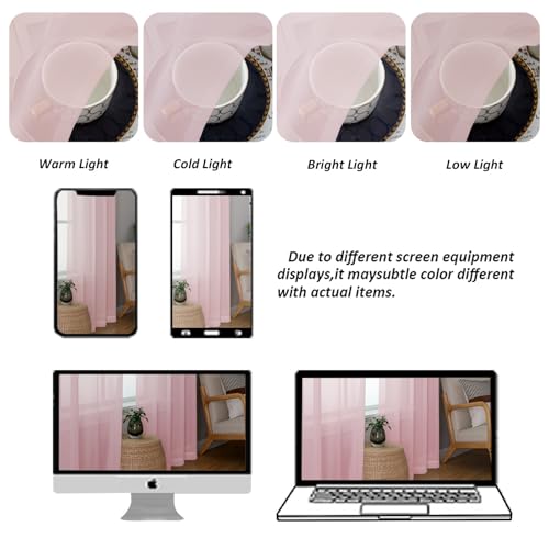 Blush Pink Sheer Curtains 84 Inches Long 2 Panels (Blush Pink / 59"W x 84"L (Pack of 2))