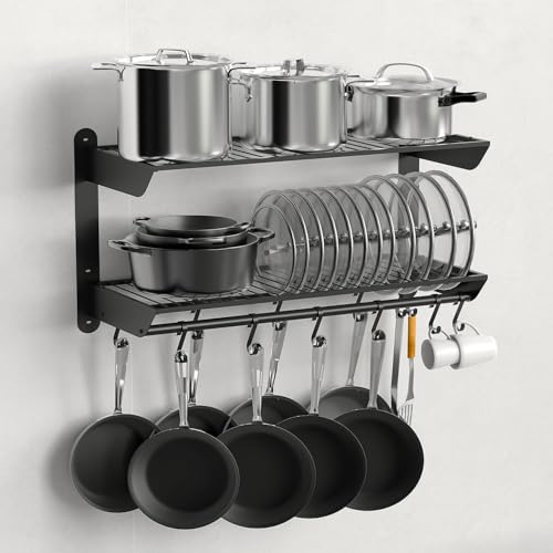 Pot Rack Wall Mounted 30 Inch (Black / 30-inch)