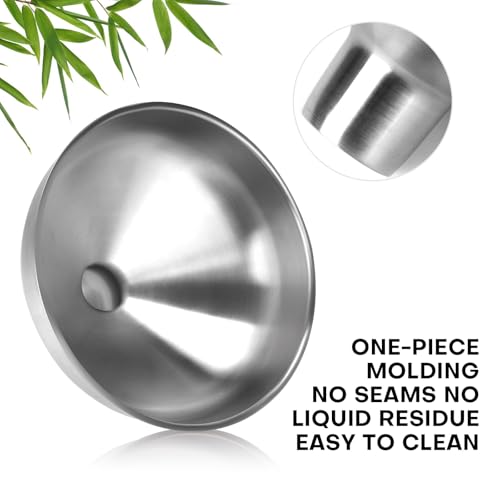 2 Pack Stainless Steel Kitchen Funnel Set (4.5"W x 0.5" Mouth + 4.5"W x 1" Mouth)