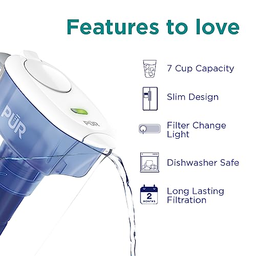 Plus 7 Cup Water Filter Pitcher with 1 Genuine PUR Filter (white)