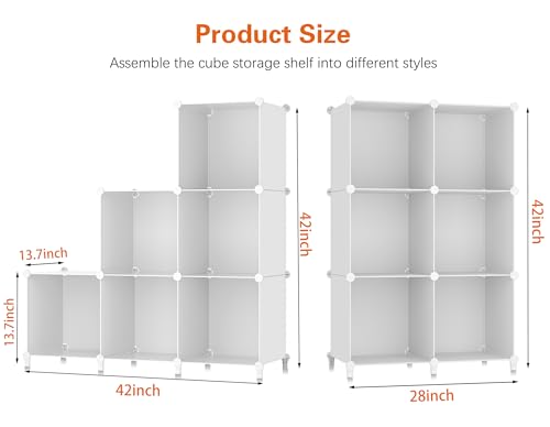Stackable Closet Organizers and Storage 6 Cube Storage Organizer Closet Organizer for Bathroom Closet Storage for Wardrobe (White 1 / 11.8 x 11.8 x 11.8 Inch)