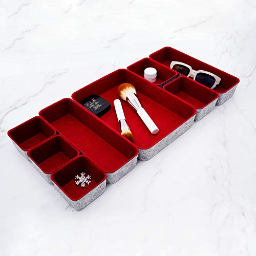 Burgundy Felt Drawer Organizers 8pc Desk Tray Dorm Room Decor Bin (Burgundy)