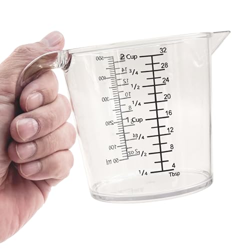 2 Cup (500ml) Measuring Cup, Laser-Etched oz/cup/mL/Tbsp, Plastic Measuring Cup with Handle for Cooking, Mixing & Kitchen Use (02 - 16 fl oz (2 Cup))