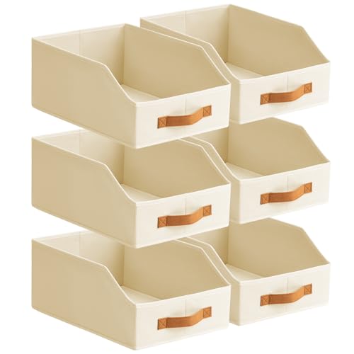 Fabric Storage Bins for Organizing (Beige / 6 Pack)