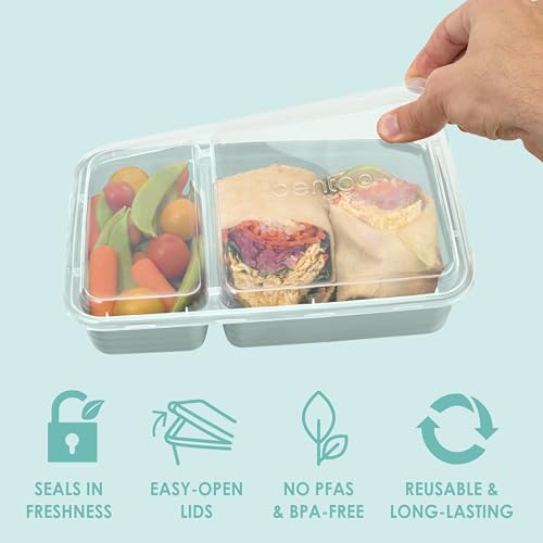 Prep 2 Compartment Meal Prep Containers with Lids (Mint)
