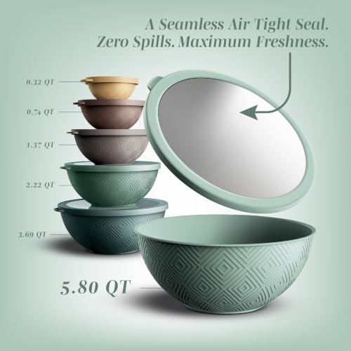 Mixing Bowls with Lids (Mint Rhombus)