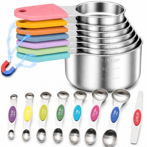 Magnetic Measuring Cups and Spoons Set (Light Colorful / Magnetic Measuring Cups and Spoons Set)