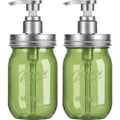 Plastic Mason Jar Soap Dispenser with Pump Lid 16OZ (Green Jar With Silver Pump)