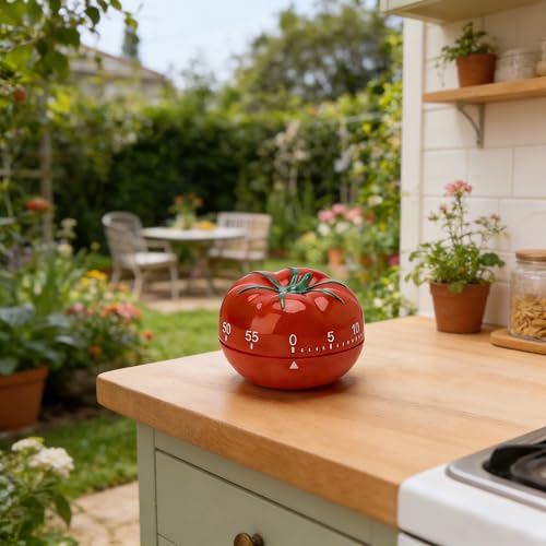 Cute Tomato Shape 360 Degree Rotating Kitchen Cooking Timer Kitchen Craft Mechanical Wind Up 60 Minutes Timer (Red)