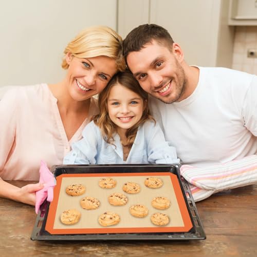 Silicone Baking Mat Set of 3 (Orange / 3 Pieces (2 Half and 1 Quarter Sheets))