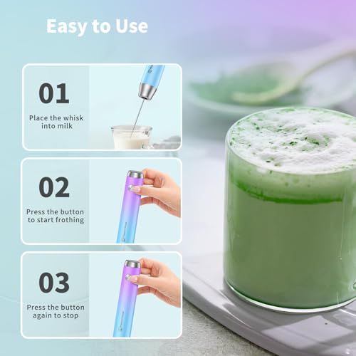 LunaFro Rechargeable Milk Frother (Purple and Blue)
