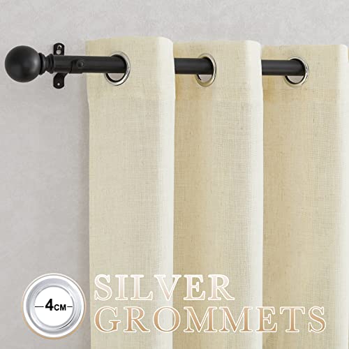 Linen Curtains 63 inch Long for Living Room (52"W x 63"L (Pack of 2) / Linen Butter)