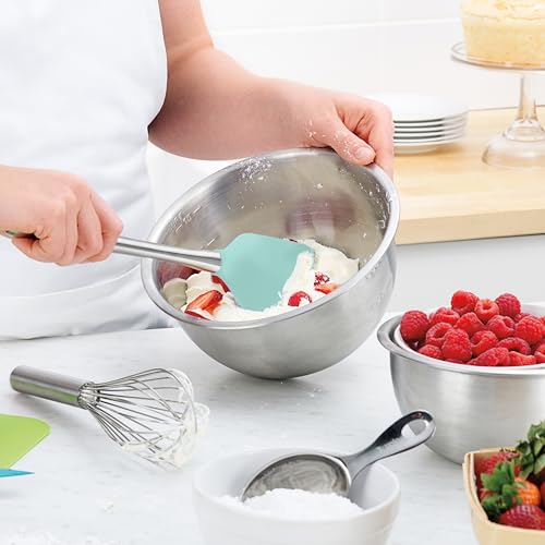 Flex Core Silicone Spatula Metal Handle for Scraping Bowls Mixing and Baking (Aqua / Spatula)