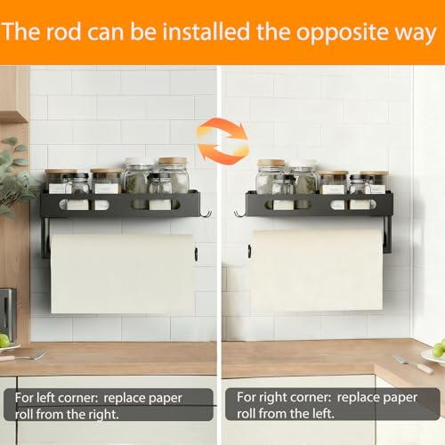 Paper Towel Holder Wall Mount for Kitchen (Matte Black)