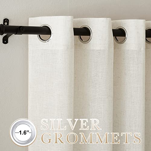 Flax Linen Curtains for Sliding Glass Door (100"W x 96"L (Pack of 1) / Linen Flax Sheer)